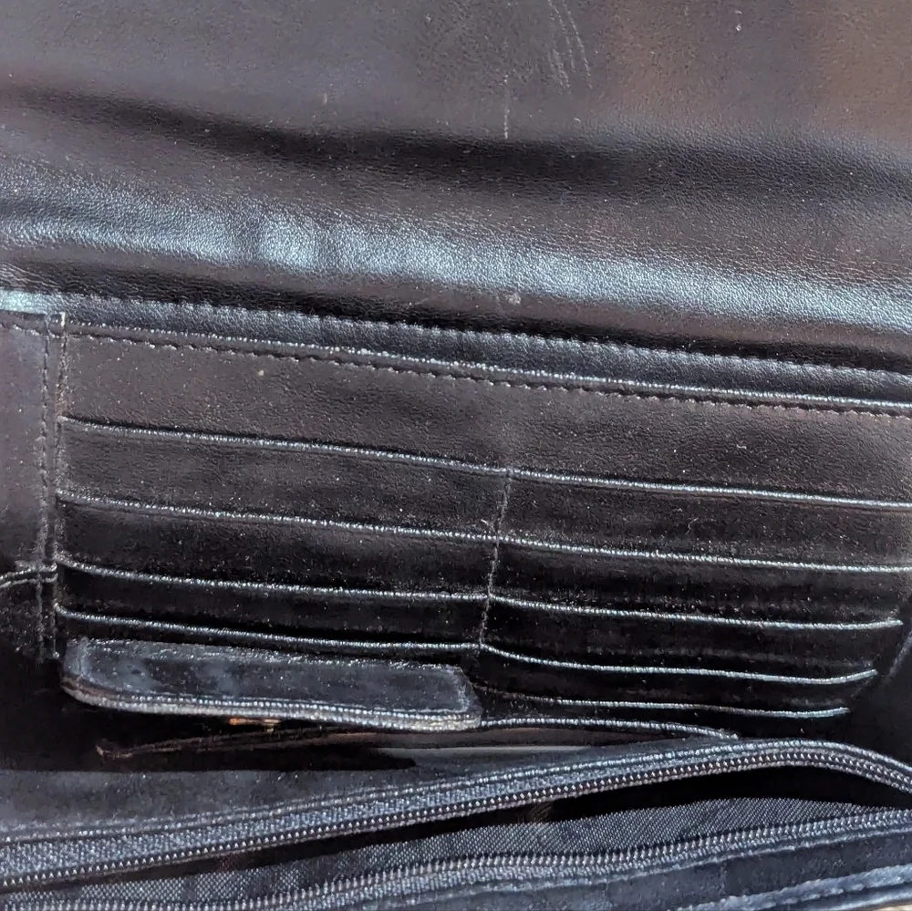 Vintage Mini Black Leather Crossbody Purse Gold Hardware Retro Old Money Minimal